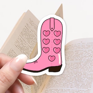 Sticker pour botte de cowboy rose, bottines de cowboy coeur, Sticker Kindle, Sticker livresques, lecture, cadeau pour amateur de lecture, Stickers mignons, cutie western