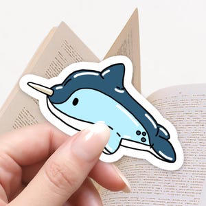 Sticker flottant pour piscine narval | Licorne mignonne de la mer | Sticker vinyle océan été pour ordinateur portable, bouteille d'eau, carnet de scrapbooking