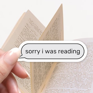 Sorry, ik las tekstballonsticker ontvanger, Kindle-sticker, leesgrage sticker, e-reader, lezen, cadeau boekenliefhebber, leuke stickers