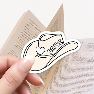 Sticker chapeau de cowboy blanc nuptiale, chapeau de cowboy de mariée, autocollant Kindle, chapeau de mariage, lecture, cadeau pour amateur de lecture, stickers mignons, cutie western