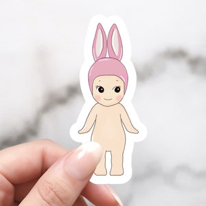 Sonny Angel Pink Bunny Rabbit Sticker, Kindle Sticker, Bookish Sticker, E-Reader, Cute Blindbox, Book Lover Gift, Cute Stickers, Angel Baby