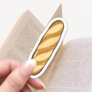 Baguette Aufkleber, Frühstücksaufkleber, Kawaii Aufkleber, Frühstücksart, Bücherwurm, E-Reader, Frühstücksbrett, Kawaii Aufkleber, Französisches Frühstück
