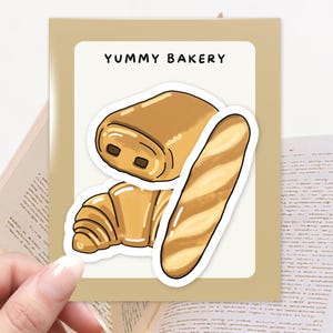 Délicieux lot d'autocollants pour boulangerie, autocollants baguette, croissant et pain au chocolat, autocollants nourriture, autocollant Kindle, autocollant livresques, français
