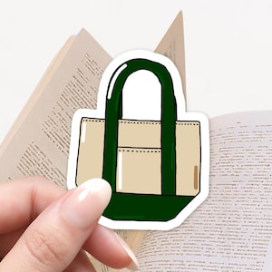 Pegatina para bolso de mano de Trader Joe's, color verde bosque | Mini pegatina de vinilo para bolso de lona, ideal para amantes de la lectura, el diario, el portátil y la botella de agua
