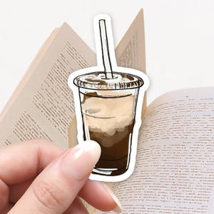 Adesivo per caffè freddo e latte, adesivo per Kindle, adesivo per libri, e-reader, caffè carino, regalo per amanti dei libri, adesivi carini