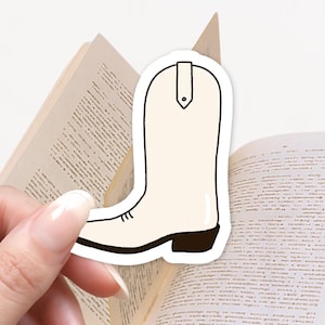 Sticker pour botte de cowboy blanc, bottes de cowboy pour la mariée, autocollant Kindle, autocollant livresques, lecture, cadeau pour amateur de lecture, stickers mignons, cutie western
