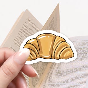 Croissantsticker, Kindle-sticker, leesgrage sticker, e-reader, leuk café, cadeau boekenliefhebber, leuke stickers, ontbijt, kawaiistickers, Frans