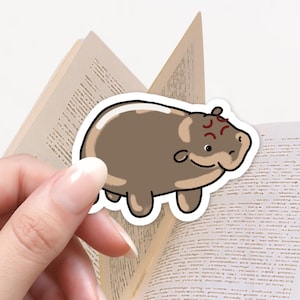 Sticker Moo Deng, Moo Deng en colère, hippopotame mignon, Sticker Kindle, Sticker livresque, liseuse, cadeau pour amoureux des livres, Stickers mignons, bébé ange