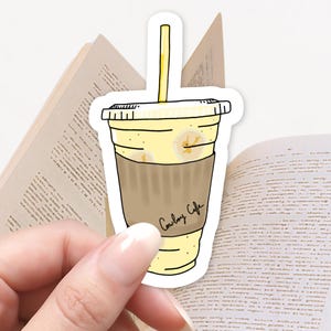Sticker smoothie banane fruit jaune, Sticker Kindle, Sticker livresques, liseuse, café mignon, cadeau pour amoureux des livres, Stickers mignons