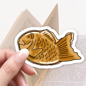 Sticker pour gâteau en forme de poisson Taiyaki, Sticker Kindle, Sticker livresques, liseuse, café mignon, cadeau pour amateur de lecture, autocollants mignons, autocollants de nourriture
