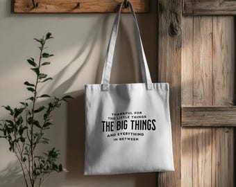 Agradecido y agradecido: elegante bolso de lona.