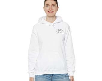 Sudadera con capucha de San Valentín con diseño de manos en forma de corazón, sudadera de forro polar acogedora