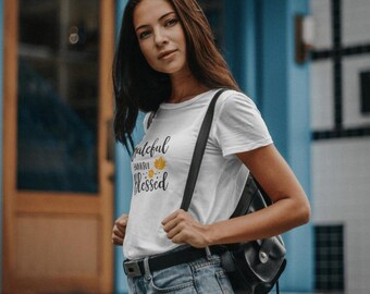 Agradecido, agradecido, bendecido: acogedora camiseta de Acción de Gracias.