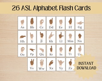 Sign Language ASL Flash Cards Alphabet Homeschool Printable Montessori Kindergarten Preschool Classroom Resources Deaf Education Cards