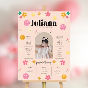 EDITABLE Groovy One Milestone Primo compleanno Poster Canva Foto personalizzata Decorazione per bambini Decor Party Download istantaneo Personalizza il primo anno