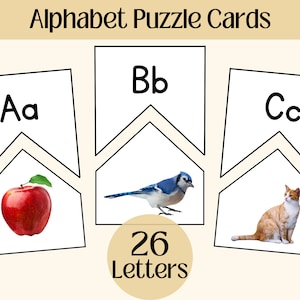 Puzzle carte alphabet Montessori apprentissage imprimable à la maison matériel ABC lettres majuscules minuscules activité pour enfants jeu pour tout-petits d'âge préscolaire