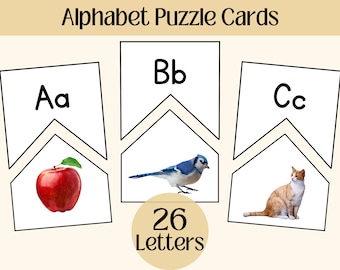 Montessori alfabeto cartão quebra-cabeça aprendizagem imprimível materiais de ensino em casa abc letras maiúsculas minúsculas crianças atividade pré-escolar jogo da criança