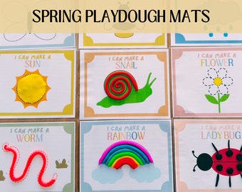 Spring Play Dough Mats Montessori Learning Homeschool Learning Printable Activity Preschool Toddler PreK Play Doh Daycare School Activities