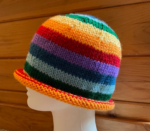Hand-Knit Colorful Sailor Beanie with Rolled Brim Knitted Sailor Hat - Etsy main image 2