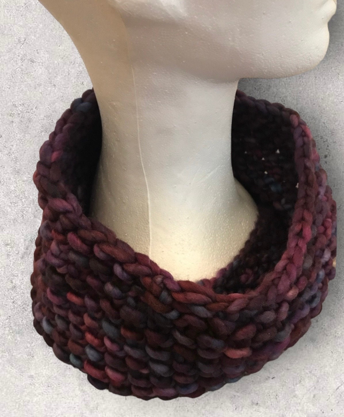 Hand Knit Merino Wool Cowl: Chunky Seed Stitch Scarf - Etsy