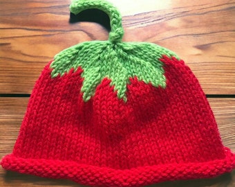 Baby Knit Hat, Newborn Hat, Child Hat, Toddler Hat, Red Berry Hat, Roll brim beanie, Unisex, Customizable!