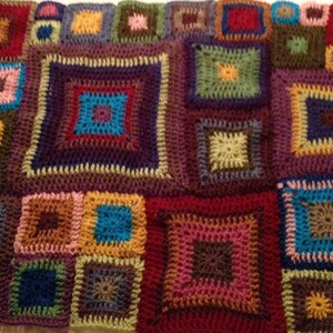 Hand Crocheted Blanket, Babette Blanket, Granny Square Blanket, Multi Colored Crochet Blanket, Queen Size Crochet Blanket image 5