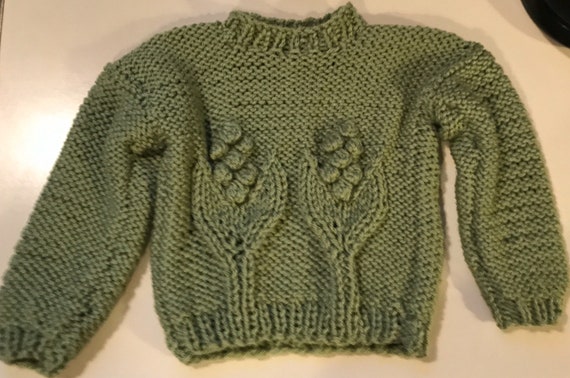 Green Sweater Kleding Meisjeskleding Babykleding voor meisjes Truien Nordic Flower Sweater Girl’s Bobble Flower Sweater Hand Knit Baby Girl Sweater 