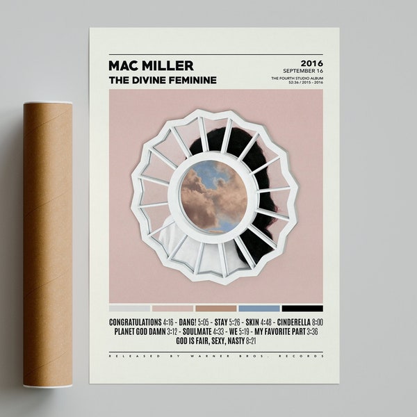 Mac Miller Posters / The Divine Feminine Poster / Tracklist Album Cover Poster / Poster Druck Wand Kunst, Home Decor / Kinder / Kreise / Gesichter