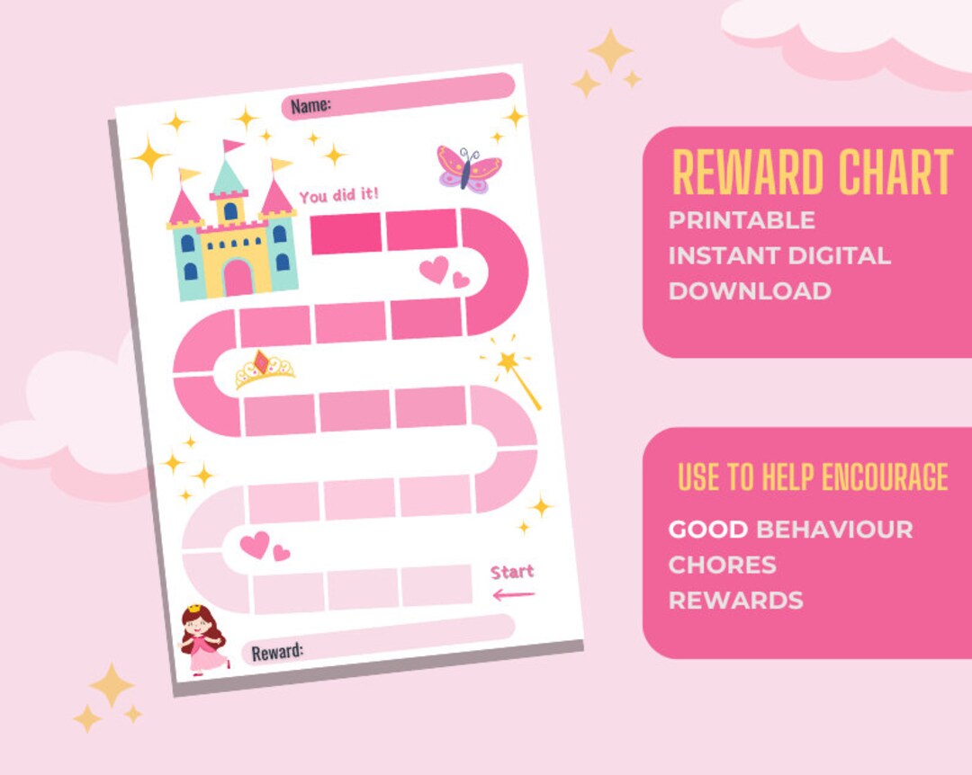 Printable Princess Reward Chart Little Girl Behaviour Chart Daily Chore ...