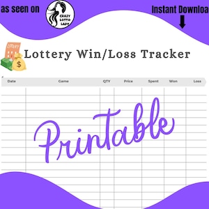 Wydrukuj arkusz dziennika loterii Lotto | Śledzenie wygranych i przegranych | Śledź wygrane i przegrane, łącznie wydane gry i więcej! Crazy Lotto Lady