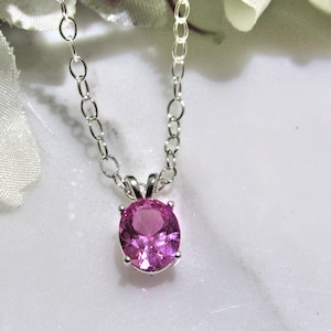 Collier chaîne en argent sterling avec pendentif ovale 3 carats 10 x 8, créé en laboratoire, collier solitaire, collier en saphir, cadeau pour elle