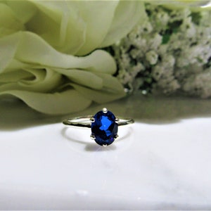 Beautiful! Lab Created Blue Spinel (1.5 Carat ~8x6mm) Solitaire Sterling Silver Ring, Spinel Ring, Engagement, Promise, Christmas,,Birthday