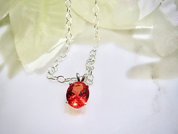Lab Created Orange Padparadscha Sapphire Carat 10x8 Oval Pendant