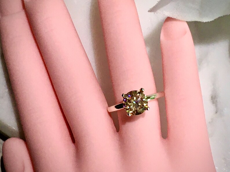 Bridal Jewelry CZ Solitaire Sterling Silver Engagement Ring Promise Ring Brilliant Champagne Cubic Zirconia 2 Carat 8mm Anniversary