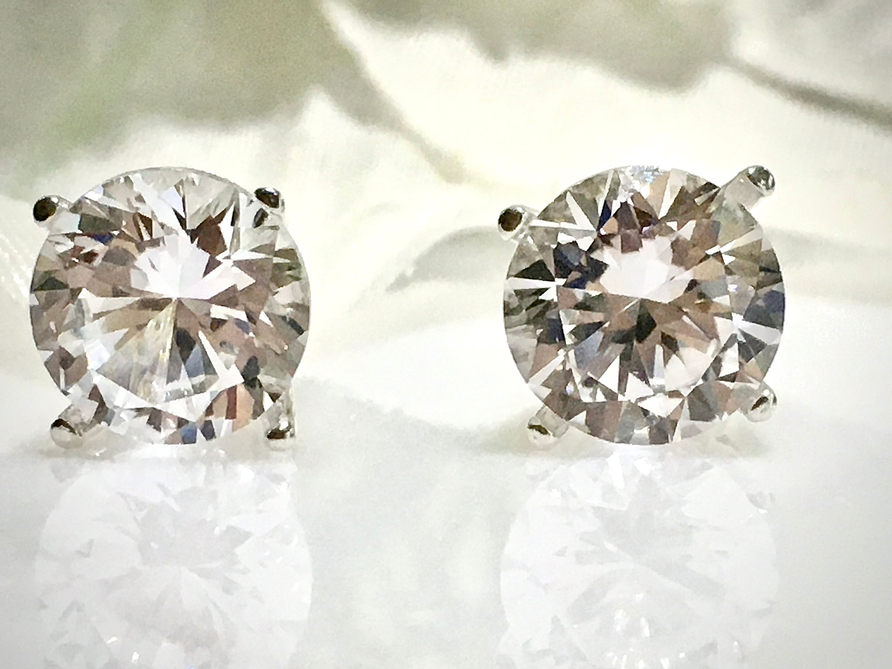 White Sapphire Stud Earrings