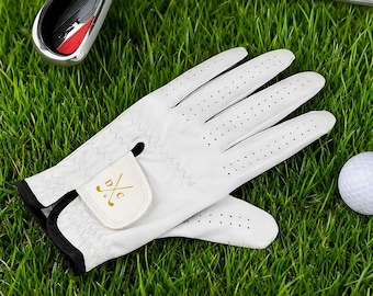 Guante de golf personalizado, regalo de Navidad, regalo para amantes del golf, guante de golf de cuero, guante de golf blanco, guantes de golf con monograma personalizado, accesorios de golf