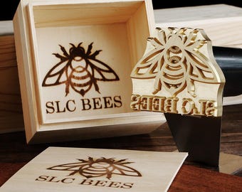 Personalized bee logo wood stamp/woodworking tool/personalized wood stamp/custom branding iron usa made/metal stamp for wood/wood burner