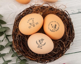 Sellos de huevo, sello de huevo personalizado, sello para huevos, sello de huevo personalizado, sello de huevos frescos de granja, gallinero, regalo para amantes de las gallinas, sello de goma