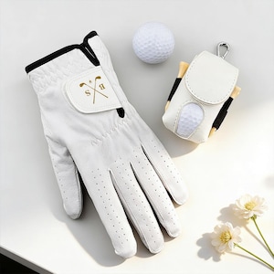Anpassade golfhandskar i läder för män, golftillbehör med monogram, golfhandskar i vänsterhänt, XL, golfpresent till honom