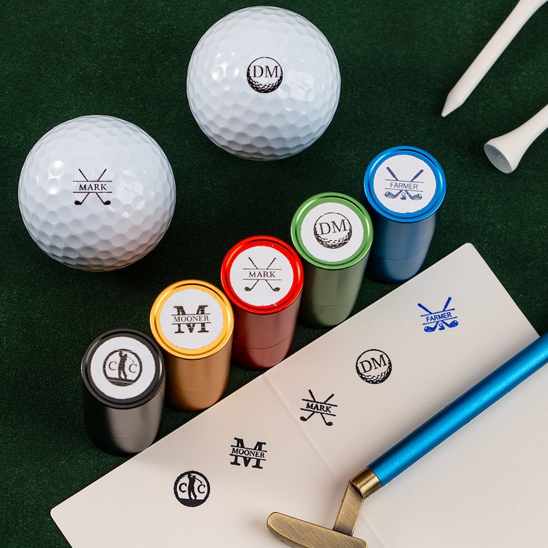 Customized Golf Ball Marker Stamp, Personalized Golf Ball Stamp Kit, Self Inking Golf Ball Stamp