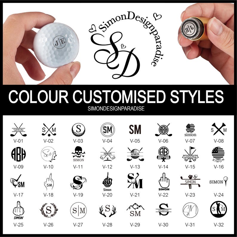 Custom Logo Stamp gift for Golfer/family monogram Golf Ball Stamp