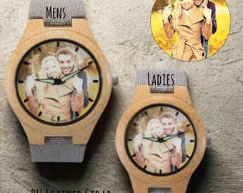 Wooden Watch Custom Photo Watch for Men Engraved Watch Modern Unique Gift for Him Stylish Men’s Watch Birthday Anniversary Personalized Gift