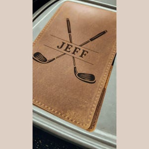 Personalized Leather Golf Yardage Book Cover Golf Tournament Gift for Golfer Custom Golf Accessory for Dad Client Gift for Lady Golfer image 6