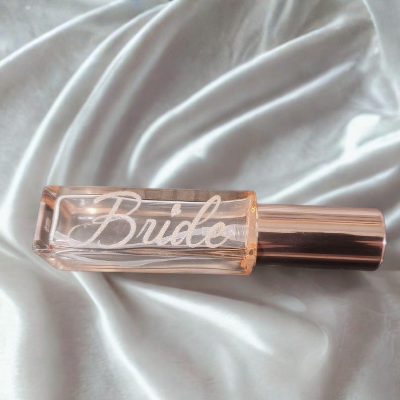 Personalized Perfume Bottle Gift Set Bridesmaid Rose Gold Cap with Custom Label Wedding Day Gift for Bride image 1