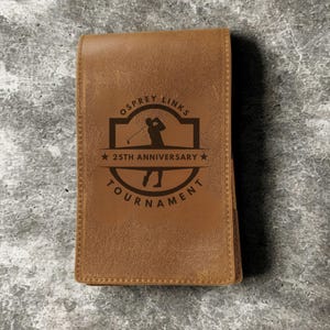 Personalized Leather Golf Yardage Book Cover Golf Tournament Gift for Golfer Custom Golf Accessory for Dad Client Gift for Lady Golfer image 4