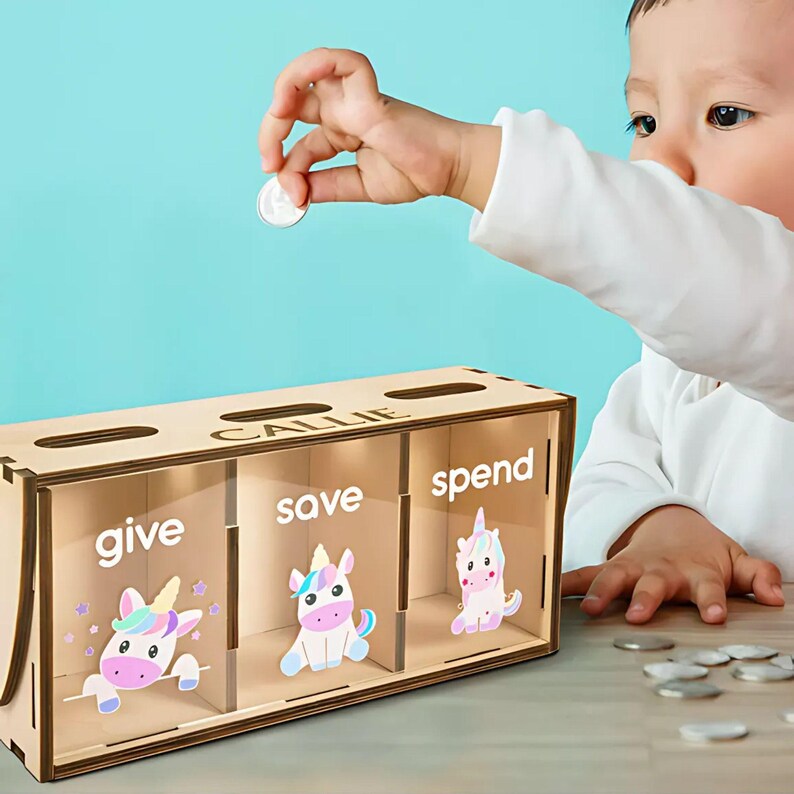 Alcancía de madera con nombre personalizado para niño, regalo para baby shower, hucha de madera personalizada, regalo de bautizo, primer cumpleaños, cumpleaños de niño pequeño imagen 6