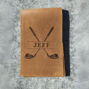 Personalized Leather Golf Yardage Book Cover Golf Tournament Gift for Golfer Custom Golf Accessory for Dad Client Gift for Lady Golfer image 5