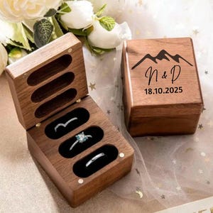 Custom Wooden Ring Box Proposal Engagement Ring Box for Wedding Keepsake Ring Box Jewelry Box Anniversary Ring Holder Jewelry Box for Her