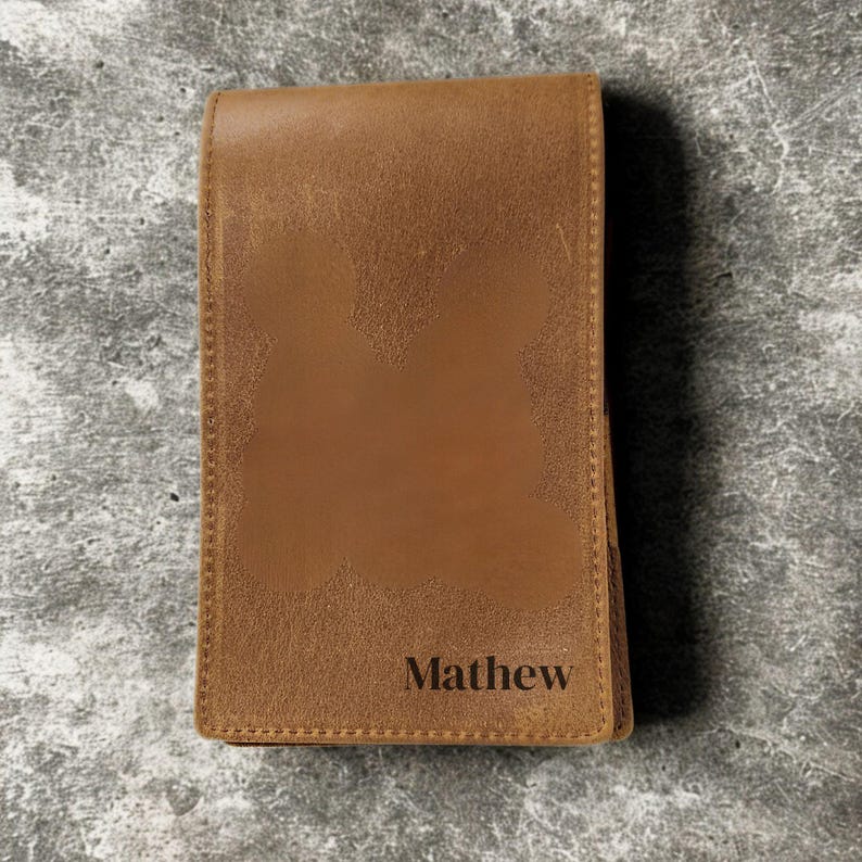 Personalized Leather Golf Yardage Book Cover Golf Tournament Gift for Golfer Custom Golf Accessory for Dad Client Gift for Lady Golfer image 2