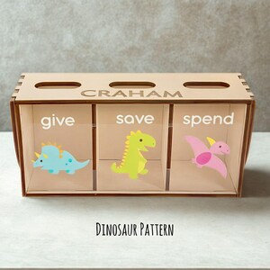 Alcancía de madera con nombre personalizado para niño, regalo para baby shower, hucha de madera personalizada, regalo de bautizo, primer cumpleaños, cumpleaños de niño pequeño imagen 7